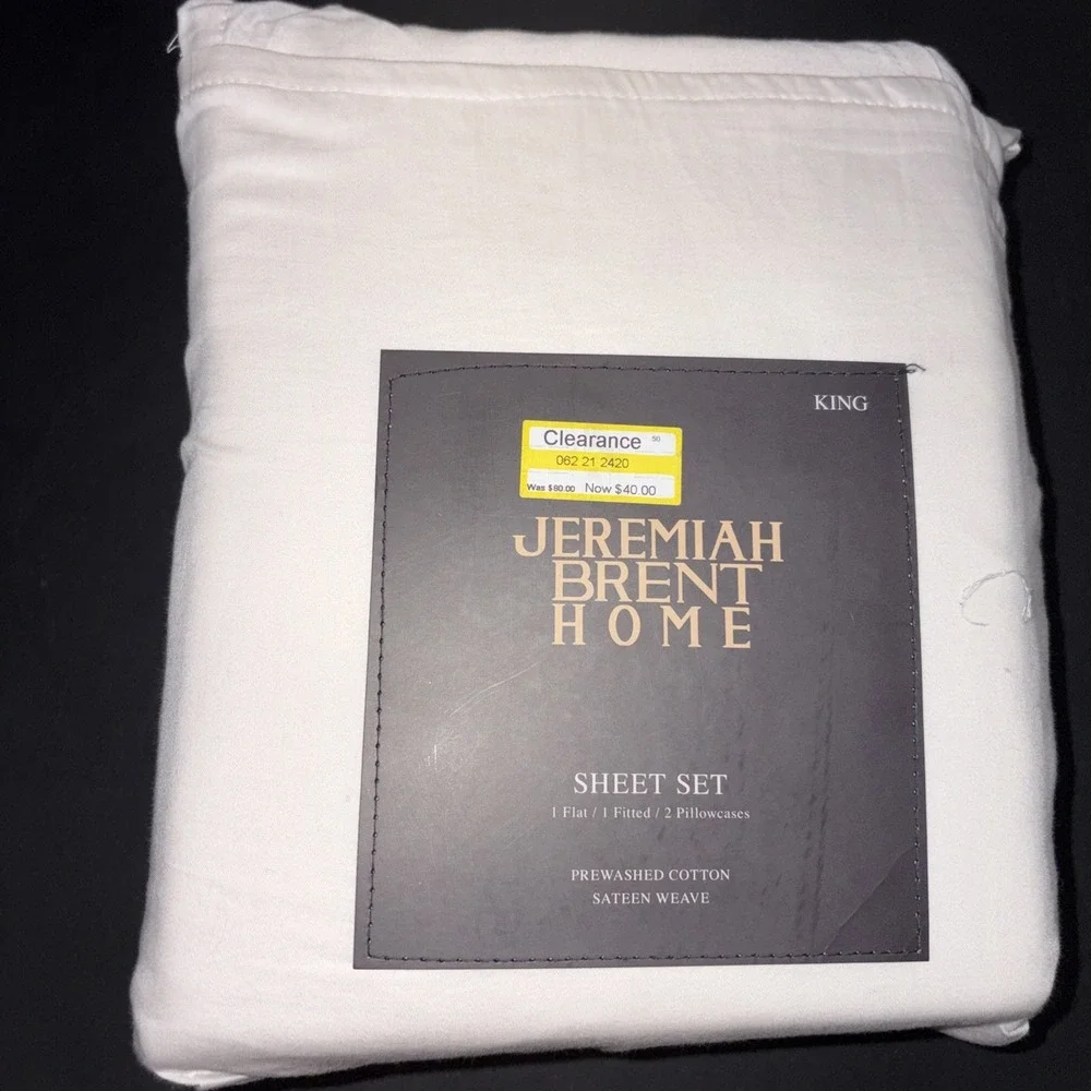 Jeremiah Brent Home Cotton Sateen Weave  4 Piece Sheet Set Size King 20717